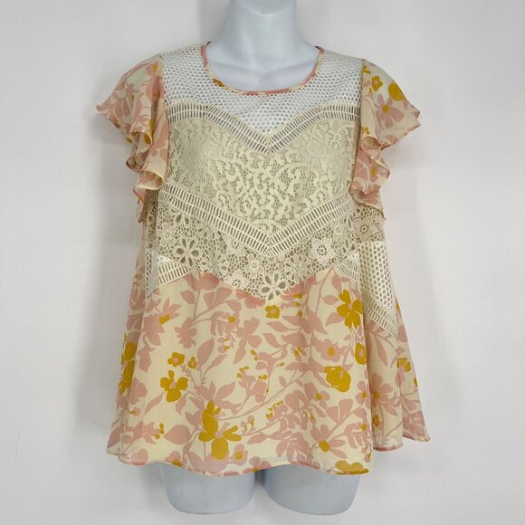 Anthropologie HD In Paris Fluttered Flores Blouse Size 0 - Picture 1 of 7